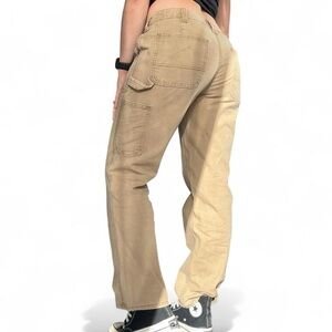 CARHARTT ORIGINAL FIT WORK PANTS LOW RISE SZ 6 26/27 CARPENTER CARGO TAN